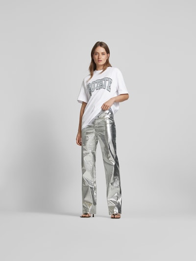 ROTATE Oversized T-Shirt mit Label-Print Weiss 1