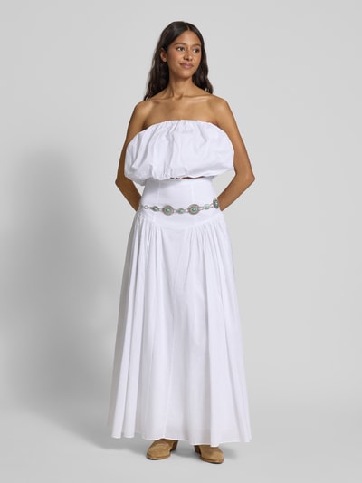 Bardot Maxirok in laagjeslook, model 'AMORETTE' Wit - 1