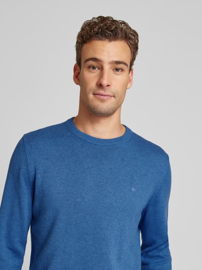 Christian Berg Men Strickpullover mit Woll-Anteil und Rundhalsausschnitt Jeansblau Melange 3