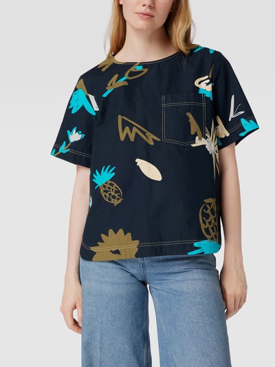 Marc O'Polo Denim Blusenshirt mit Allover-Muster Marineblau 4