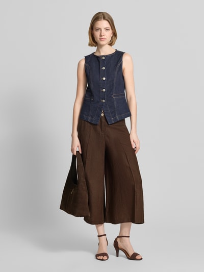 Brax Loose Fit Leinenhose mit elastischem Bund Modell 'MELLI' Schoko 1