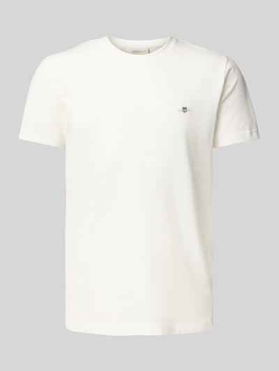 Gant T-shirt o kroju slim fit z wyhaftowanym logo Złamany biały 2