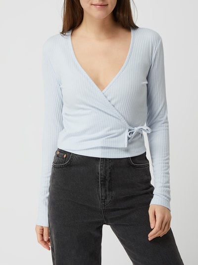 Only Cropped Shirt mit Schnürung Modell 'Emma' Hellblau 4