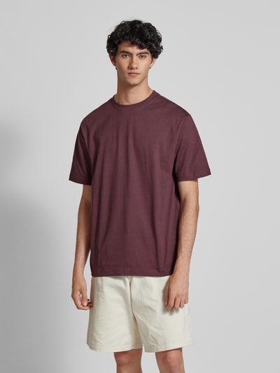 Only & Sons T-shirt met ronde hals, model 'FRED' Bordeaux - 4