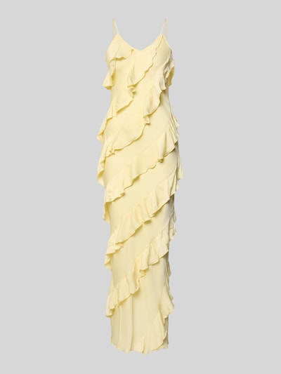 VERO MODA Nauwsluitende maxi-jurk met ruches model 'ICELYN' Lichtgeel - 2
