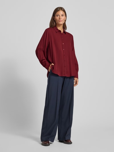 Brax Regular fit overhemdblouse met manchetten, model 'STYLE.VIC' Bordeaux - 1
