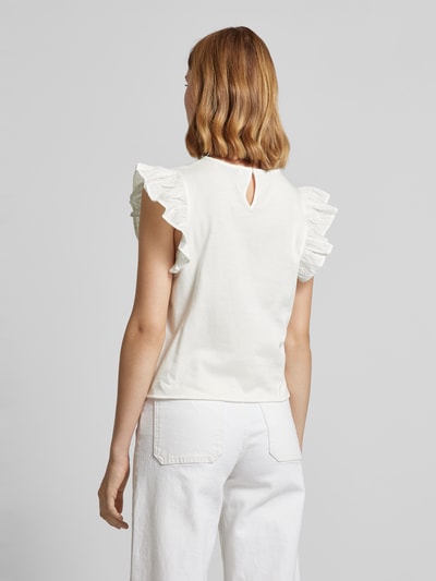 Mango T-Shirt mit Lochstickerei Modell 'SLOW' Offwhite 5