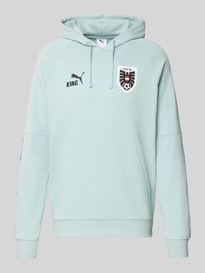 Produktfoto, Hoodie mit Känguru-Tasche Modell 'ÖFB KING' von PUMA PERFORMANCE in Mintgrün, Baumwoll-Mix, Regular Fit, glatte Textur