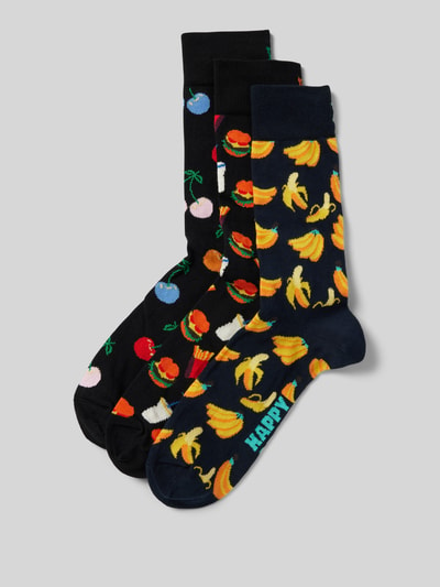 Happy Socks Socken mit Label-Print Modell 'Classic' im 3er-Pack Marine 1