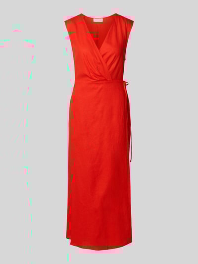 GUIDO MARIA KRETSCHMER WOMAN Wickelkleid aus Leinen-Mix mit V-Ausschnitt Modell 'GINA' Hellrot 2