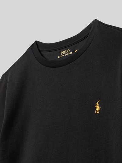 Polo Ralph Lauren Teens T-shirt met labelstitching Zwart - 2