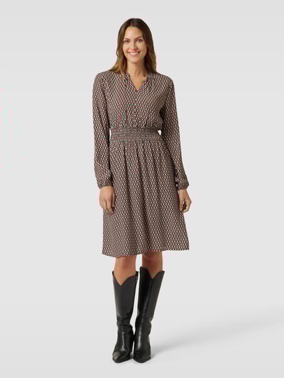 Zero Knielange jurk met all-over motief Zwart - 4