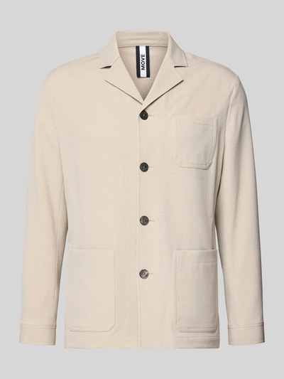 Produktfoto, Relaxed Fit Hemdjacke mit Viskose-Anteil Modell 'Bill' von DIGEL in Beige, Elastischer-Material-Mix, Reverskragen, AufgesetzteTaschen, durchgängige Knopfleiste, Rückenlänge bei Größe 50: 75 cm, glatte Oberfläche.