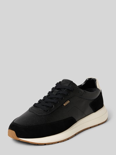 BOSS Lage sneakers van echt leer, model 'VINSTON' Zwart - 1