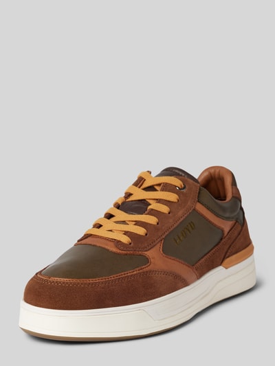 Lloyd Leren sneakers met labelstitching, model 'EGILO' Cognac - 1