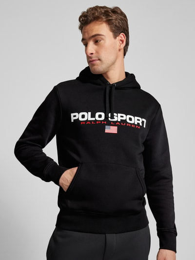 Polo Sport Hoodie met labelprint Zwart - 3