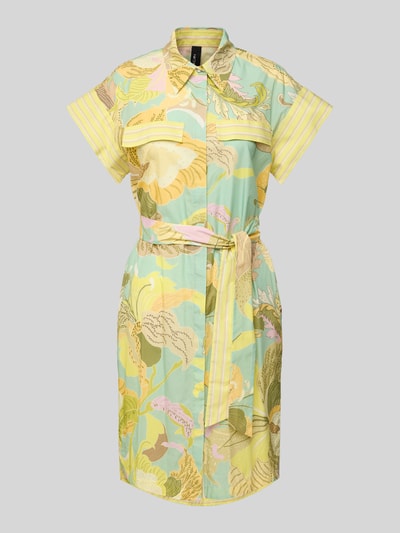 Marc Cain Knielange overhemdjurk van linnenmix met strikceintuur Geel - 2