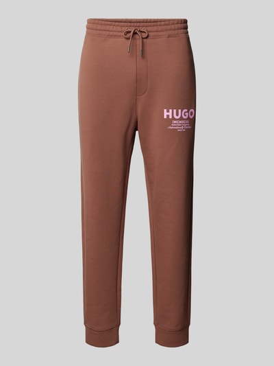 Hugo Blue Tapered Fit Sweatpants mit Label-Print Modell 'Nevez' Mittelbraun 1