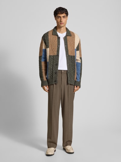 MCNEAL Wide Fit Stoffhose mit Bügelfalten Mittelbraun Mel 1