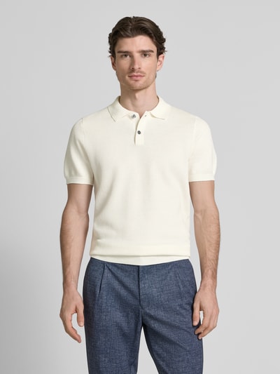 Christian Berg Men Poloshirt mit gerippten Abschlüssen Offwhite 4