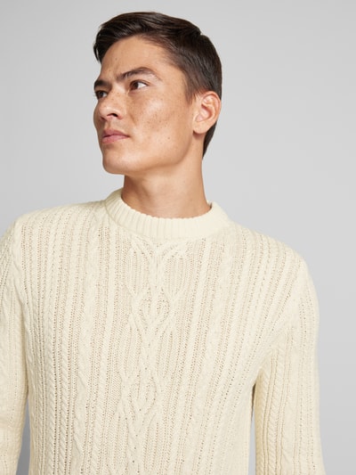 Jack & Jones Premium Sweter z dzianiny z prążkowanymi wykończeniami model ‘BLUDIOGO’ Beżowy 3