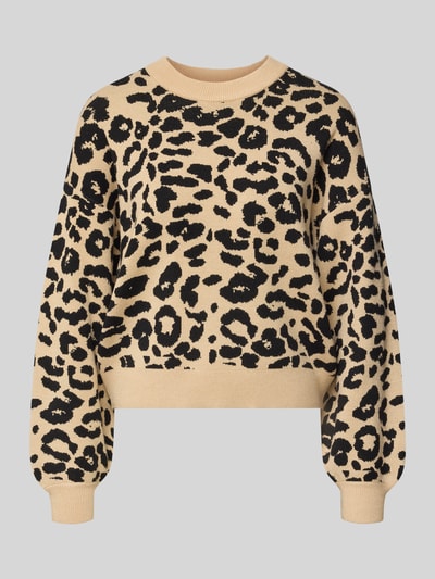 Noisy May Sweter z dzianiny z okrągłym dekoltem model ‘CHARLOTT’ Piaskowy 2