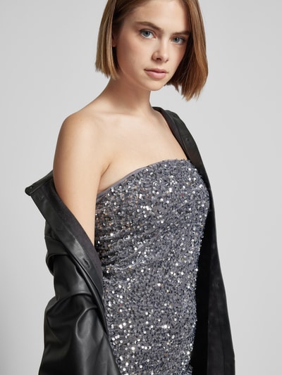 Noisy May Off shoulder-mini-jurk met pailletten, model 'MIA' Zilver - 3