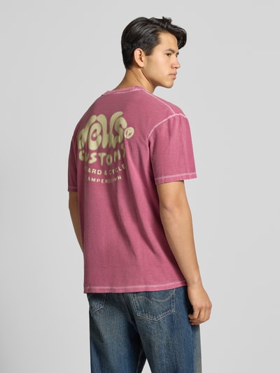 DEUS EX MACHINA T-shirt met labelprint en ronde hals Bordeaux - 5