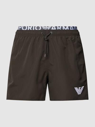 Emporio Armani Badehose mit elastischem Logo-Bund Modell 'Double' Dunkelgrau 2