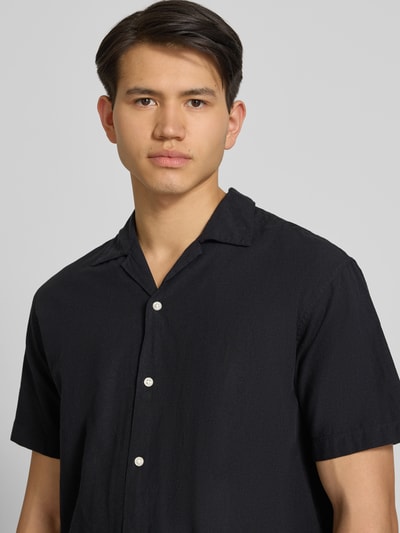 JACK & JONES regular fit vrijetijdsoverhemd van mix van katoen en linnen Zwart - 3