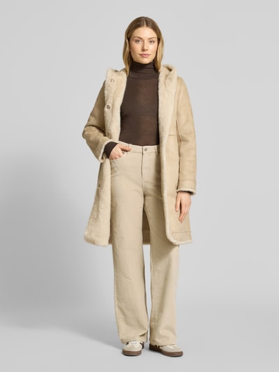 Vero Moda Wide leg corduroy broek van katoenmix, model 'TESSA' Ecru - 1