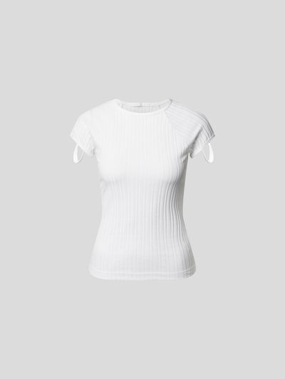 Helmut Lang T-Shirt mit Ripp-Optik Weiss 2