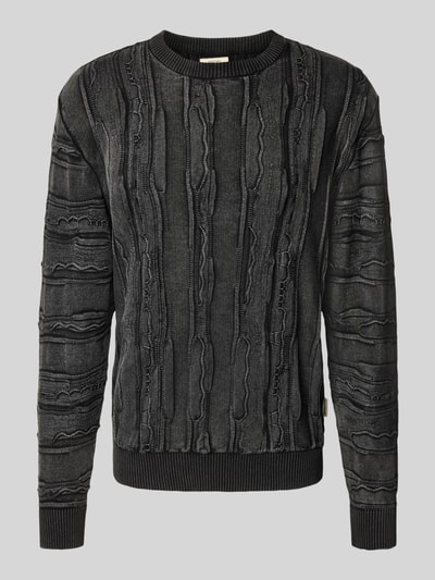Redefined Rebel Gebreide pullover met structuurmotief, model 'Jamie' Zwart - 2