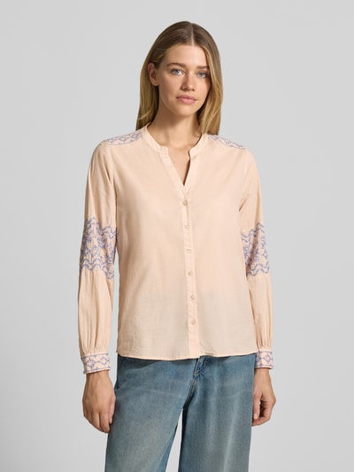 Emily Van den Bergh Regular Fit Bluse mit Stitchings und V-Ausschnitt Sand 4