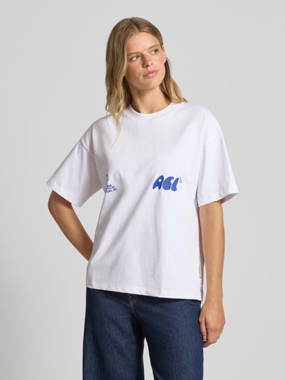 ANOTHER COTTON LAB Oversized T-Shirt mit Label-Print Modell 'Oyster and Champange' Weiss 4