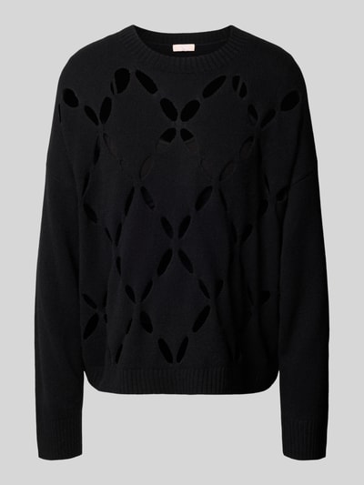 Liu Jo White Oversized Wollpullover aus reiner Lanawolle Black 2