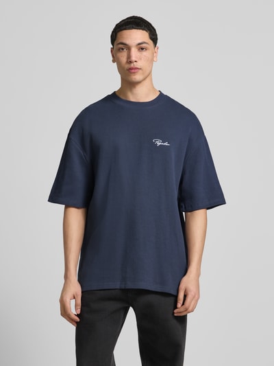 PEGADOR Oversized T-Shirt mit Strukturmuster Dunkelblau 4