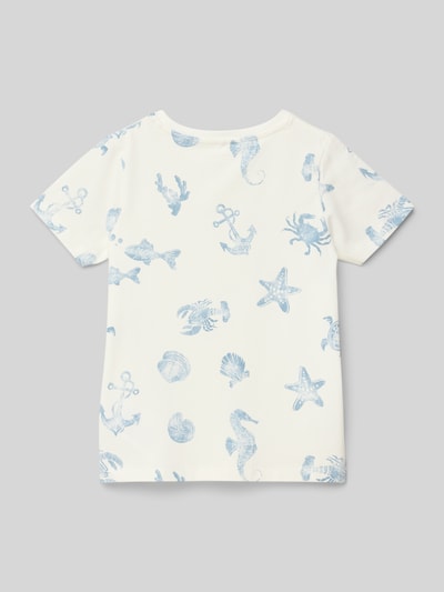 Name It T-shirt z prążkowanym, okrągłym dekoltem model ‘FILLE’ Złamany biały 3