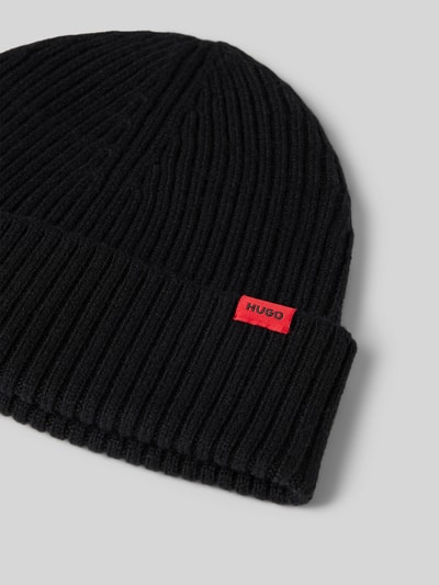 HUGO Beanie van scheerwol met labelpatch, model 'Xola' Zwart - 2