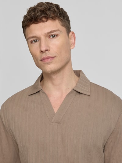 HUGO Koszulka polo o kroju relaxed fit z fakturowanym wzorem model 'DALIBO' Jasnobrązowy 3
