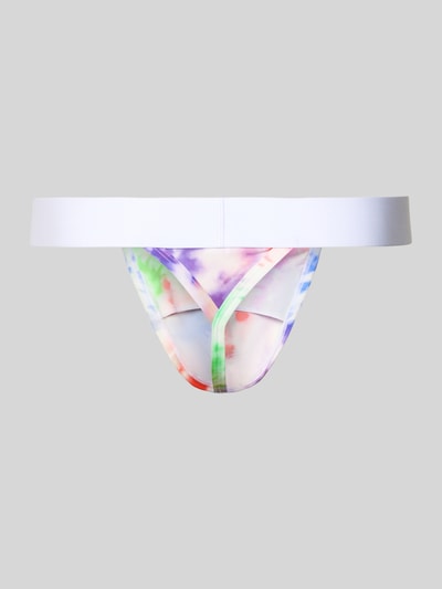 Produktfoto, Slim Fit G-String mit Logo-Print Modell 'Sexy Fun' von WOH, elastische materiaalmix, logoprint, elastische band, heren, kleurrijk, zachte textuur
