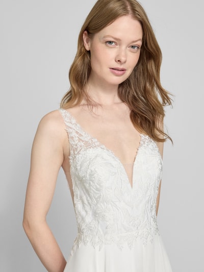 Mascara Abendkleid mit Spitze und V-Ausschnitt Ecru 3