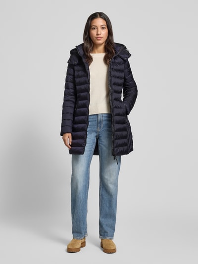 Fuchs Schmitt Płaszcz pikowany o kroju regular fit z kapturem Granatowy 1