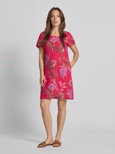 ZABAIONE Knielange jurk van lamsshearlingmix met ronde hals Felroze - 1