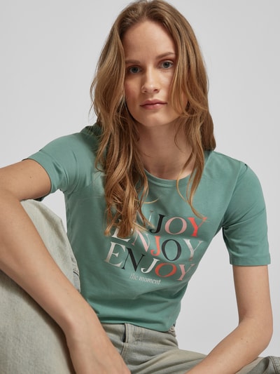 s.Oliver RED LABEL T-shirt met labelprints, model 'ENJOY' in flessengroen  online kopen | P&C