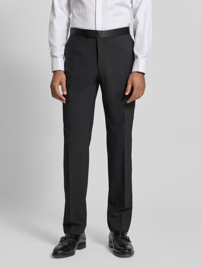 BOSS Spodnie do garnituru o kroju regular fit z mieszanki żywej wełny model ‘LEON’ Czarny 4