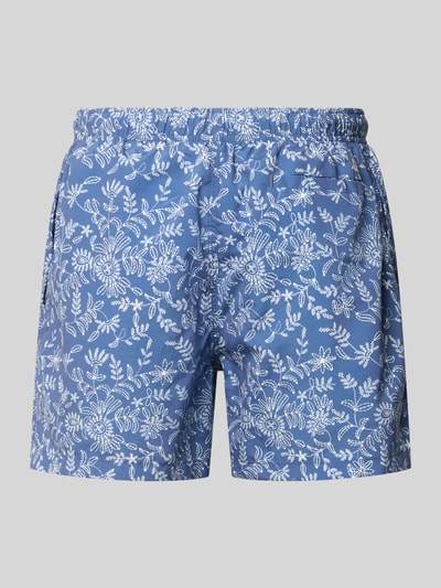 Produktfoto, Badehose im Allover-Look von MCNEAL für Herren in Blau mit weißem Blumenmuster, Regular-Fit, elastischer Bund, Tunnelzug