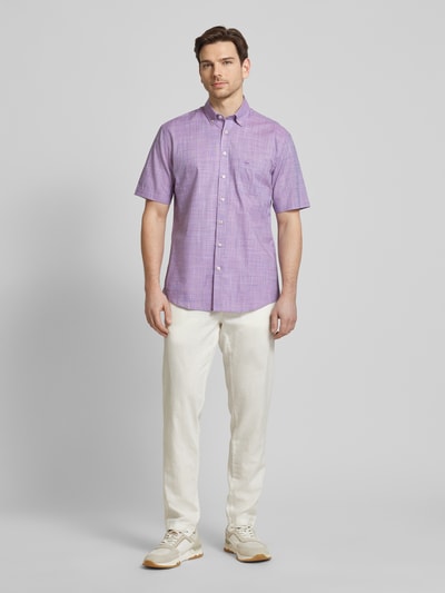 Fynch-Hatton Freizeithemd mit Button-Down-Kragen Modell 'Summer' Lila Melange 1