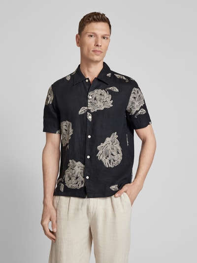 Marc O'Polo Regular Fit Leinenhemd mit Motiv-Print Black 4