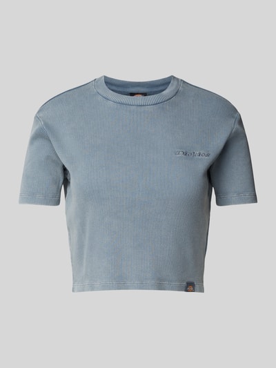 Dickies Cropped T-Shirt in Ripp-Optik Modell 'PLENTYWOOD' Blau 1